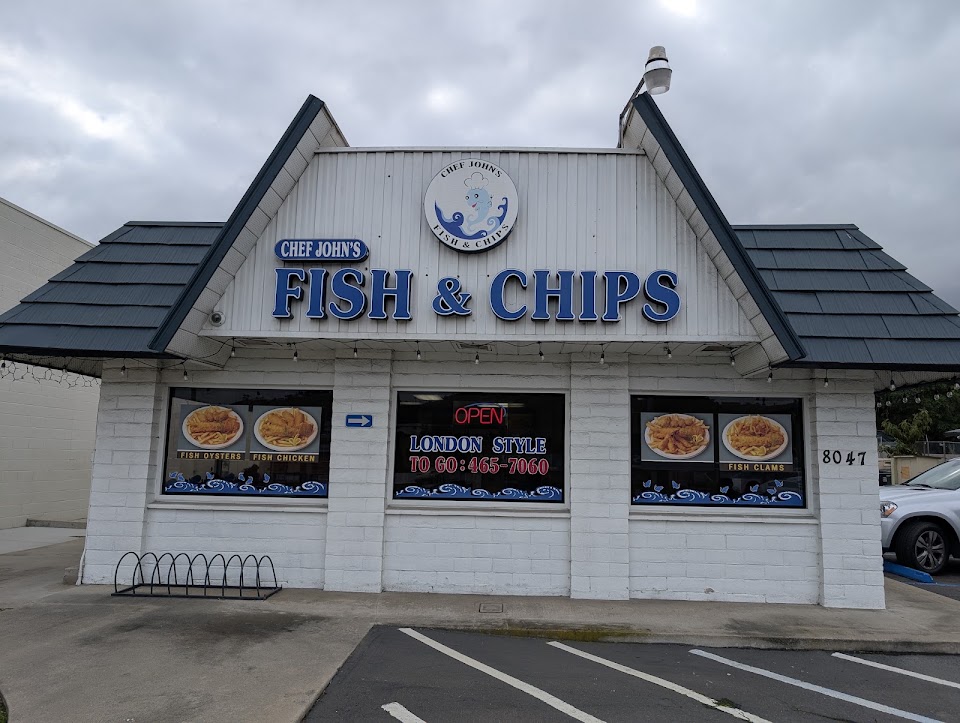The Chef John's Fish & Chips storefront on Broadway